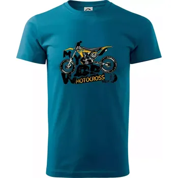 Motocross my world - Klasické pánské triko vyšší gramáže - XS ( Petrolejová )