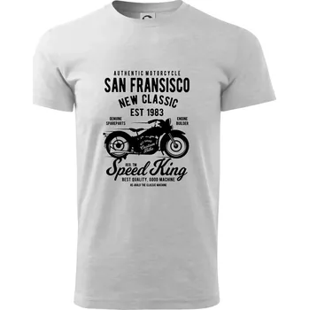 Pánské tričko San Fransisco Motorcycle - Triko extra velké (5-8XL) - 6XL ( Světlešedý Melír )
