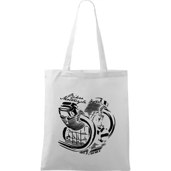 Biker Motorcycle motor - Taška bavlněná - 42 x 38 cm ( Bílá )