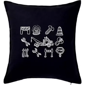 Polštář Odtahová služba - ikony - Polštář 50x50 - 50x50 - Pouze potah ( Černá )