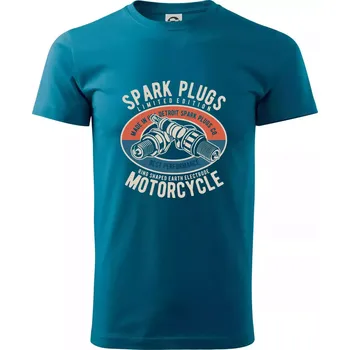 Spark Plugs ovál - Klasické pánské triko vyšší gramáže - M ( Petrolejová )
