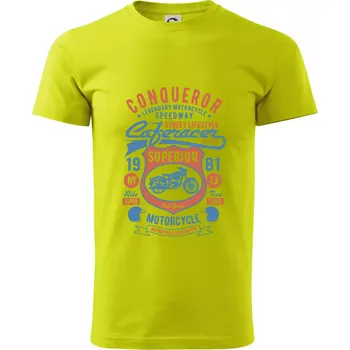Conqueror Speedway - Klasické pánské triko vyšší gramáže - S ( Limetková )