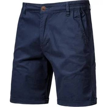 Pánské oblečení Pánské bavlněné kraťasy s elastickým pasem Ležérní šortky z 100% bavlny s kapsami Pohodlné neformální kraťasy na léto do města i na doma tmavě modrá 30