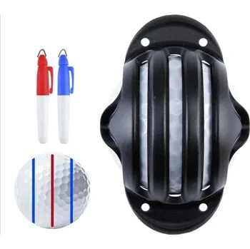 Golfové rukavice Plastová šablona na značení golfových míčků s 3 čarami 1 ks + 2 popisovače Zarovnávací pomůcka pro puttování Golfové příslušenství