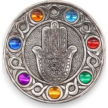 Aroma difuzér Stojany na Vonné Tyčinky z Leštěného Hliníku - 26 druhů Varianta: Hamsa Sedmi Čaker 11.5cm -