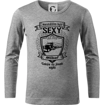 Chlapecké tričko Nesnáším být sexy - Mlíkař - Triko dětské Long Sleeve - 122 cm/6 let ( Tmavě šedý melír )