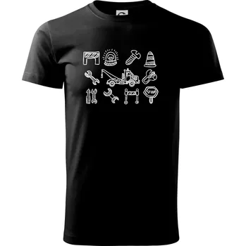Pánské tričko Odtahová služba - ikony - Triko extra velké (5-8XL) - 8XL ( Černá )