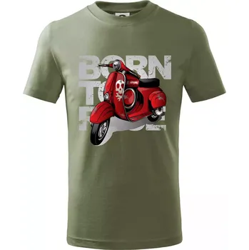 Scooter born to ride red - Tričko dětské bavlněné - 146 cm/10 let ( Khaki )