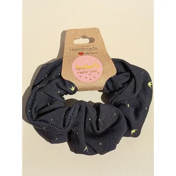 Gumička do vlasů – černá se žlutými motivy