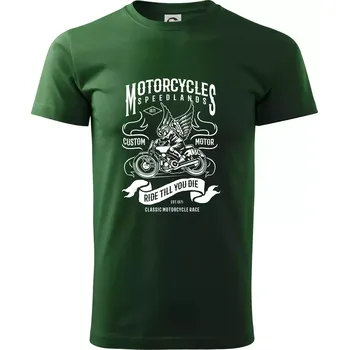 Pánské tričko Motorcycles speedlands - Triko extra velké (5-8XL) - 8XL ( Lahvově zelená )