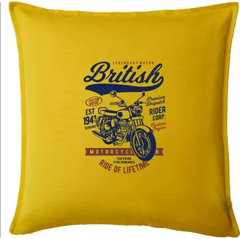 Polštář British Motorcycle - Polštář 50x50 - 50x50 - Včetně výplně ( Žlutá )