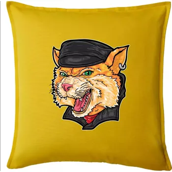 Polštář Kocour motorkář - Polštář 50x50 - 50x50 - Pouze potah ( Žlutá )