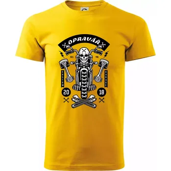 Lebka motorkář opravář - Triko extra velké (5-8XL) - 6XL ( Žlutá )