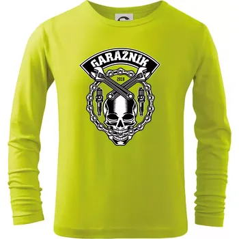 Dětská móda Lebka garážník - Triko dětské Long Sleeve - 134 cm/8 let ( Limetková )