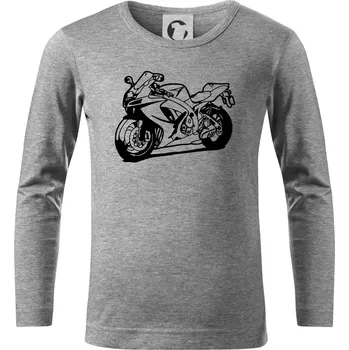 Sportovní motorka - Triko dětské Long Sleeve - 146 cm/10 let ( Tmavě šedý melír )