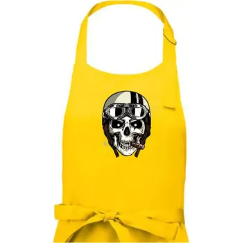 Kuchyňská zástěra Motorkářská helma a doutník - Pánská zástěra na vaření - Univerzální velikost ( Žlutá )