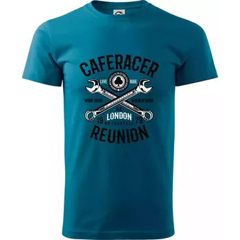 Caferacer Reunion - Klasické pánské triko vyšší gramáže - S ( Petrolejová )
