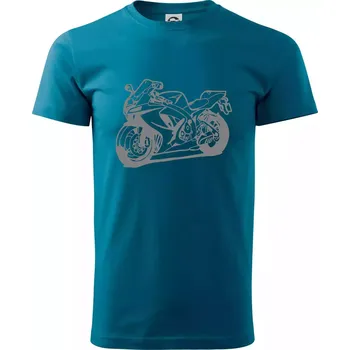 Pánské tričko Sportovní motorka - Klasické pánské triko vyšší gramáže - M ( Petrolejová )