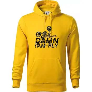Pánská mikina Motocross damn iam fly - Mikina pánská Cape s kapucí - XL ( Žlutá )