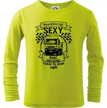 Chlapecké oblečení Nesnáším být sexy - Řidič Náklaďáku - Triko dětské Long Sleeve - 146 cm/10 let ( Limetková )