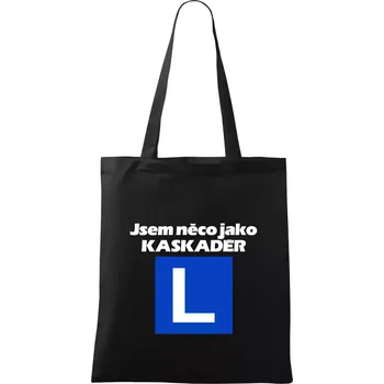 Nákupní taška Autoškola něco jako kaskadér - Taška bavlněná - 42 x 38 cm ( Černá )