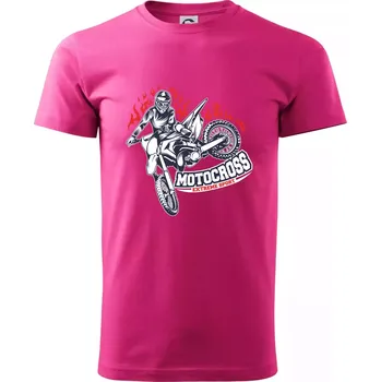Pánská móda Motocross extreme sport fire - Klasické pánské triko vyšší gramáže - L ( Purpurová )