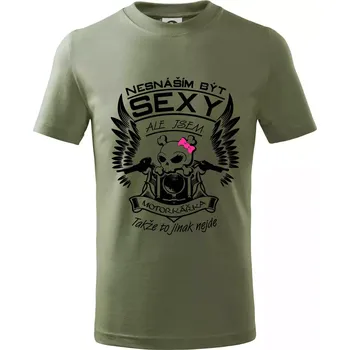 Chlapecké oblečení Nesnáším být sexy - motorkářka - Tričko dětské bavlněné - 134 cm/8 let ( Khaki )