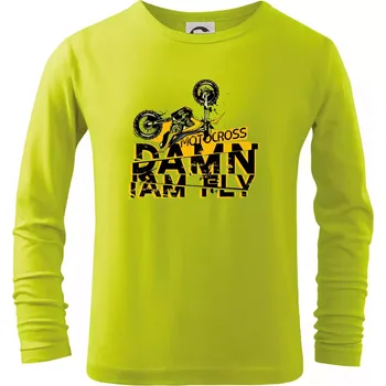 Dětská móda Motocross damn iam fly - Triko dětské Long Sleeve - 104-110cm / 3-4 roky ( Limetková )