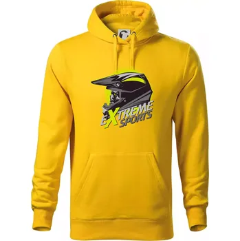 Pánská mikina Motocross extreme sports helma - Mikina pánská Cape s kapucí - 3XL ( Žlutá )