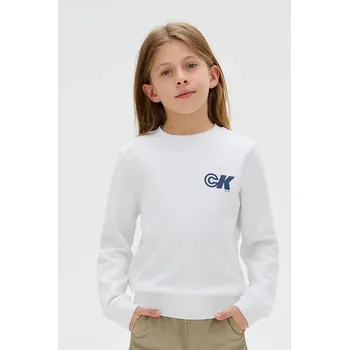 Dámská mikina Dětská bavlněná mikina Calvin Klein Jeans IB0IB02545.128.170.9BYA bílá 00X, vel. 128