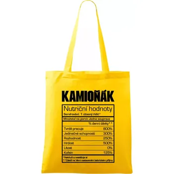 Nutriční hodnoty - Kamioňák - Taška bavlněná - 42 x 38 cm ( Žlutá )