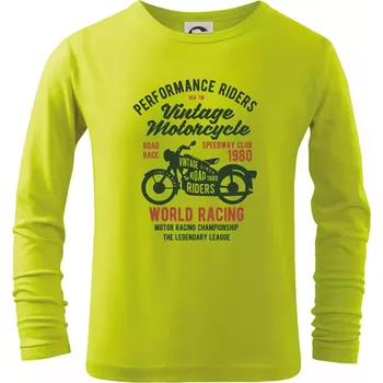 Dětská móda Vintage Motorcycle - Triko dětské Long Sleeve - 104-110cm / 3-4 roky ( Limetková )