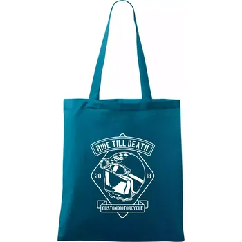 Ride Till Death - Taška bavlněná - 42 x 38 cm ( Petrolejová )