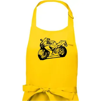 Kuchyňská zástěra Sportovní motorka - Pánská zástěra na vaření - Univerzální velikost ( Žlutá )