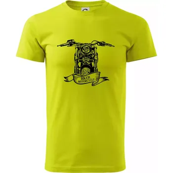 Pánská móda Biker Motorcycle motorka - Klasické pánské triko vyšší gramáže - S ( Limetková )