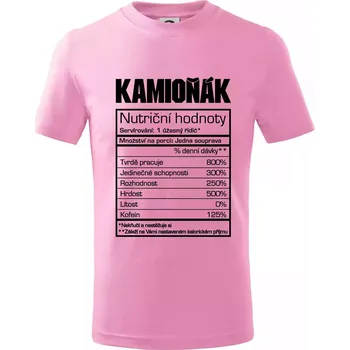 Chlapecké tričko Nutriční hodnoty - Kamioňák - Tričko dětské bavlněné - 158 cm/12 let ( Růžová )