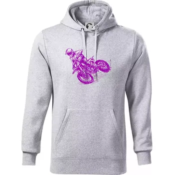 Pánská mikina Crosska fialová - Mikina pánská Cape s kapucí - M ( Světlešedý Melír )