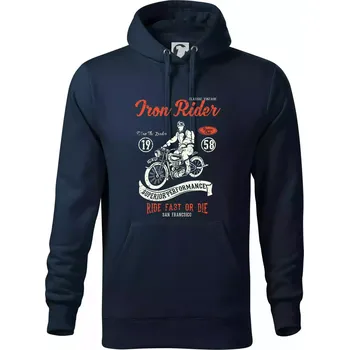 Pánská mikina Iron Rider - Mikina pánská Cape s kapucí - M ( Námořní modrá (velmi tmavá - téměř černá) )