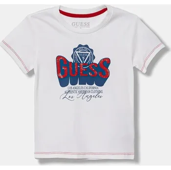 Chlapecké tričko Dětské bavlněné tričko Guess bílá barva, s potiskem, N5YI12 K8HM0 N5YI12.K8HM0.9BYA 00X, vel. 105-112