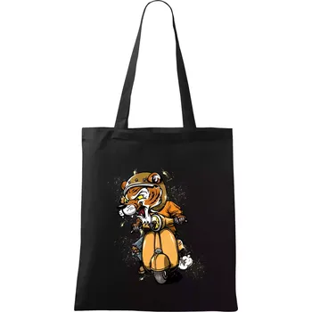 Tygr motorkářem - Taška bavlněná - 42 x 38 cm ( Černá )