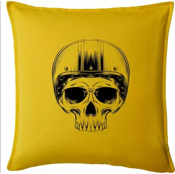 Polštář Motorkář lebka s kulatou hlavou - Polštář 50x50 - 50x50 - Pouze potah ( Žlutá )