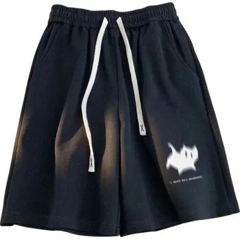 Dámské kraťasy Dámské elastické kraťasy s potiskem kočky Vysoký pas Sportovní šortky na léto Pohodlné kraťasy na cvičení a volný čas černá S