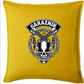 Polštář Lebka garážník - Polštář 50x50 - 50x50 - Pouze potah ( Žlutá )