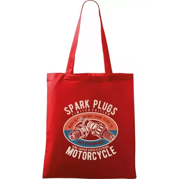 Nákupní taška Spark Plugs ovál - Taška bavlněná - 42 x 38 cm ( Červená )