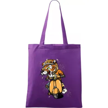 Tygr motorkářem - Taška bavlněná - 42 x 38 cm ( Fialová )