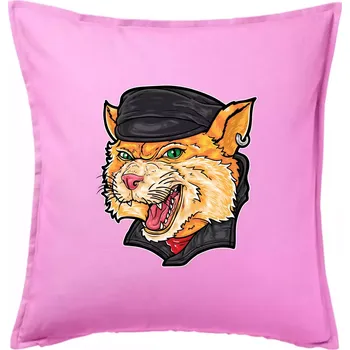 Polštář Kocour motorkář - Polštář 50x50 - 50x50 - Pouze potah ( Růžová )