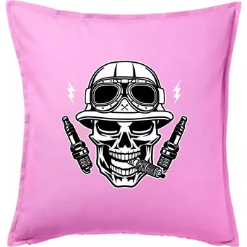 Polštář Lebka zapalovací svíčky - Polštář 50x50 - 50x50 - Pouze potah ( Růžová )