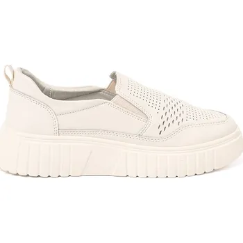 Dámské tenisky Béžové dámské kožené slip-on boty na platformě SP-126BE Velikost: 39