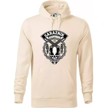 Pánská mikina Lebka garážník - Mikina pánská Cape s kapucí - 5XL ( Mandlová )