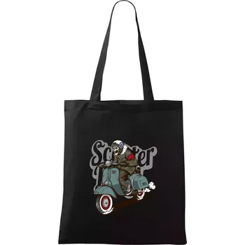 Nákupní taška Skútr boy ve vaťáku - Taška bavlněná - 42 x 38 cm ( Černá )